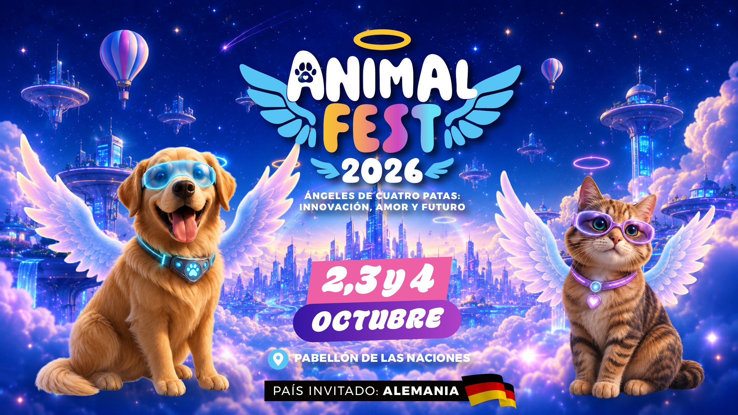 Animal Fest RD 2026 · Ángeles de cuatro patas · 2, 3 y 4 de octubre · Pabellón de las Naciones · País invitado: Alemania